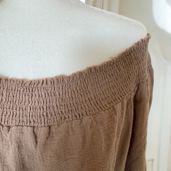Stylish Off-Shoulder Tan Top - Picture 3 of 4